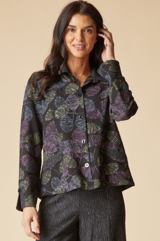 Habitat Crinkle Crepe Leaves Shirt Jacket - 21014 - BLACK