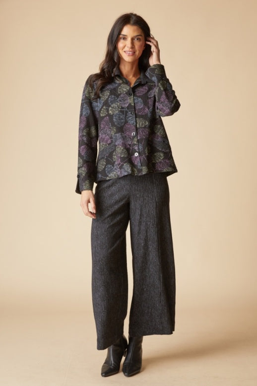 Habitat Crinkle Crepe Leaves Shirt Jacket - 21014 - BLACK