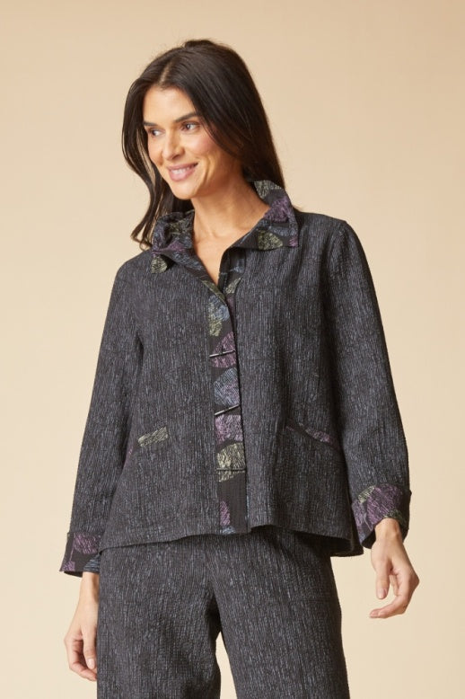 Habitat Crinkle Crepe Leaves Luna Jacket - 21048 - BLACK