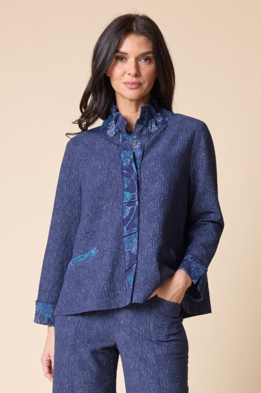 Habitat Crinkle Crepe Leaves Luna Jacket - 21048 - NAVY