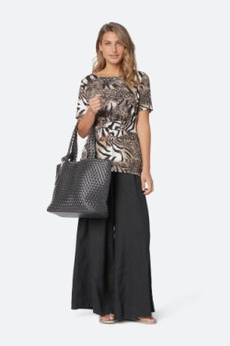 Ilse Jacobsen Reversible Tote - BLACK 08 - BLACK w/ GUNMETAL
