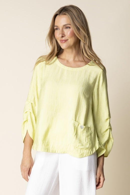 Habitat Soft Rayon Jacquard Pleat Pullover - 30712 - ALOE