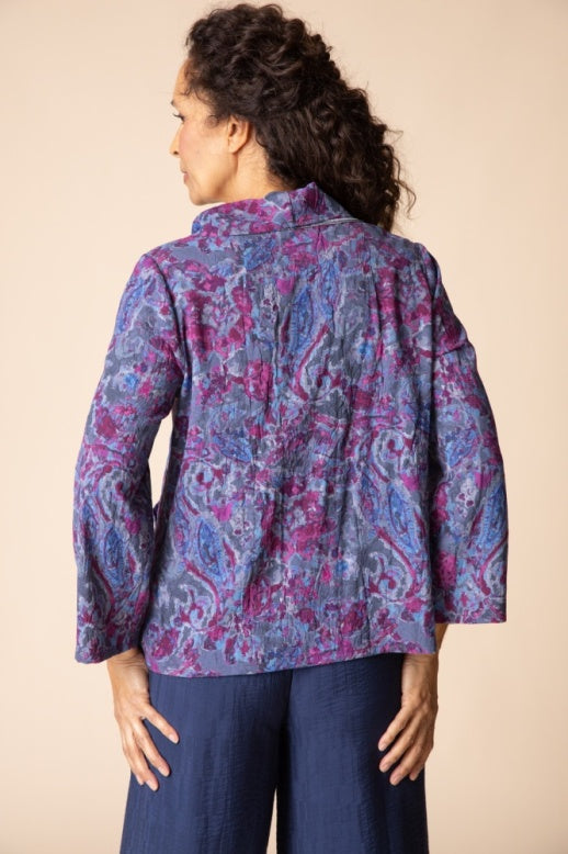 Habitat Destination Unknown Floral Drape Collar Top - 34852 - GRAPE