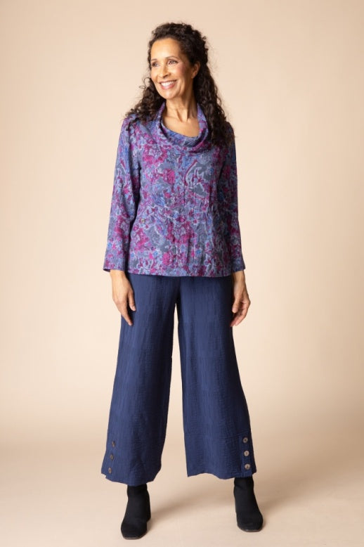 Habitat Destination Unknown Floral Drape Collar Top - 34852 - GRAPE