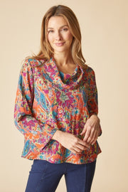 Habitat Destination Unknown Floral Drape Collar Top - 34852 - JAVA (NOT BURNT SIENNA)