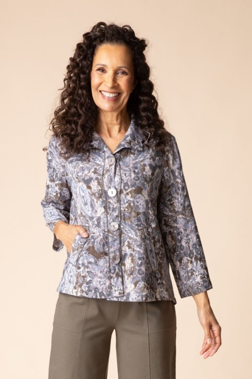 Habitat Destination Unknown Floral Pleat Back Jacket - 34849 - GRAPE (NOT JAVA)