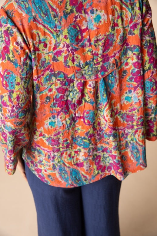 Habitat Destination Unknown Floral Pleat Back Jacket - 34849 - BURNT SIENNA