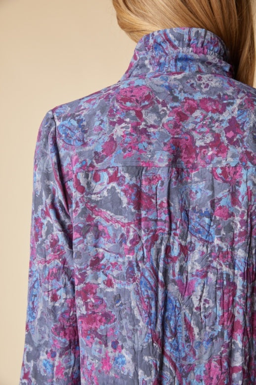 Habitat Destination Unknown Floral Pleat Artist Shirt - 34819 - GRAPE
