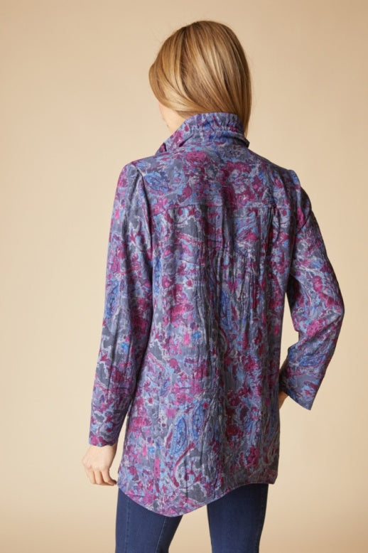 Habitat Destination Unknown Floral Pleat Artist Shirt - 34819 - GRAPE