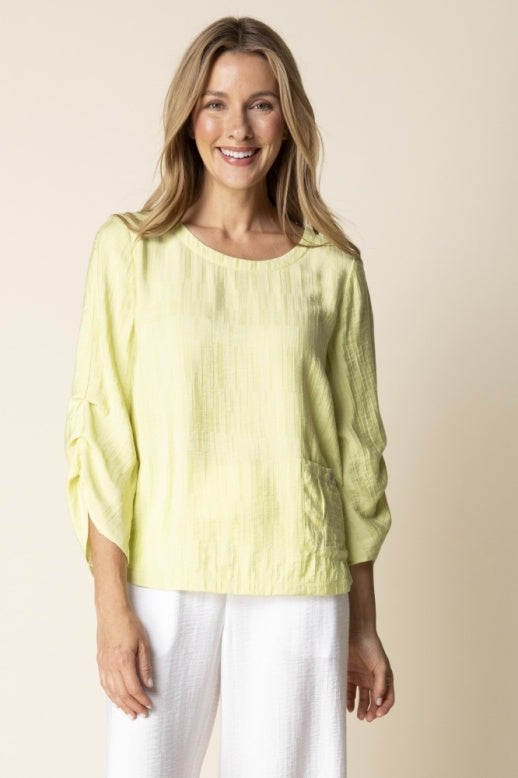 Habitat Soft Rayon Jacquard Pleat Pullover - 30712 - ALOE