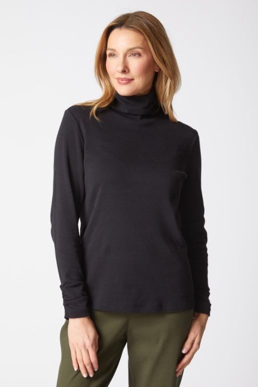 Habitat Cozy Rib Ruched Turtleneck - 16412 - BLACK