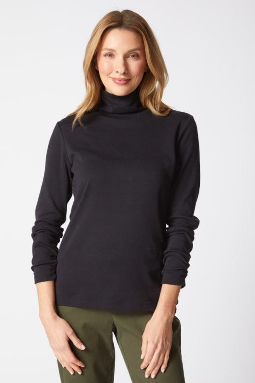 Habitat Cozy Rib Ruched Turtleneck - 16412 - BLACK