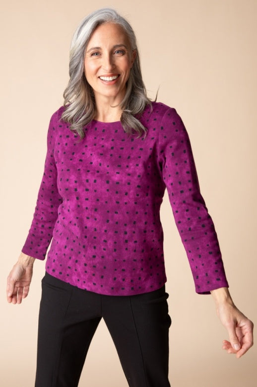 Habitat Cozy Rib Print Everyday Tee - 16811 - PLUM