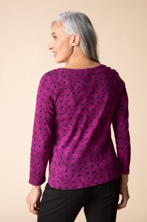 Habitat Cozy Rib Print Everyday Tee - 16811 - PLUM