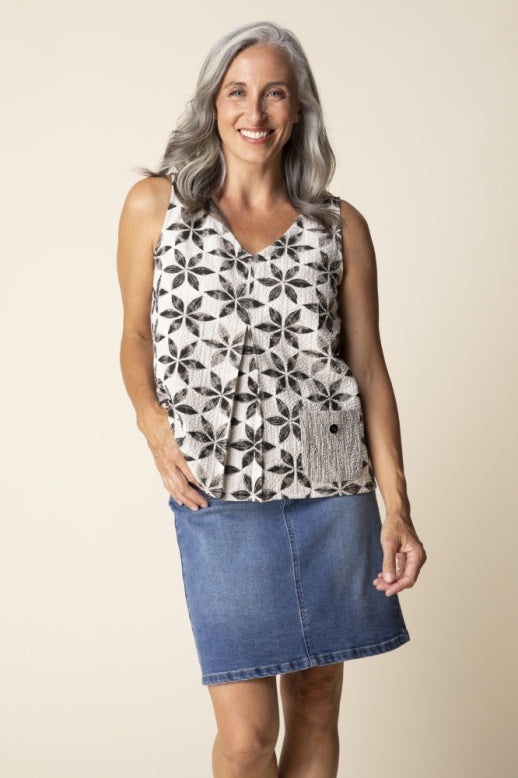 Habitat Crinkle Crepe Floral Mix Pleat Tank - 21602 - WILLOW