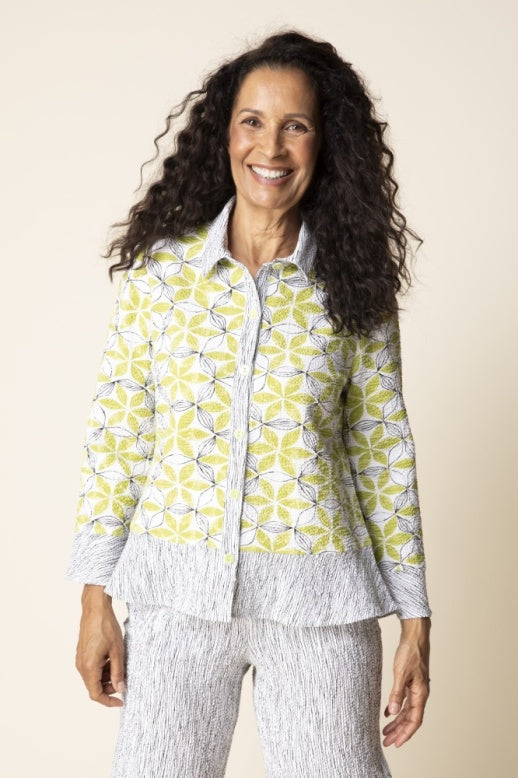 Habitat Crinkle Crepe Floral Mix Flounce Shirt - 21622 - LEAF