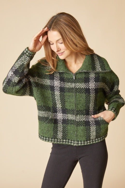 Habitat Plaid About You Zip Jacket - 87521 - FERN