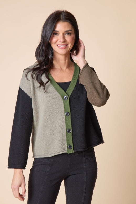 Habitat Yin Yang Colorblock Cardigan - 81259 - BLACK