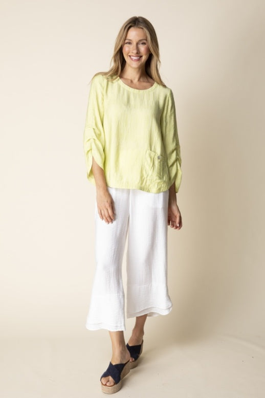 Habitat Soft Rayon Jacquard Pleat Pullover - 30712 - ALOE