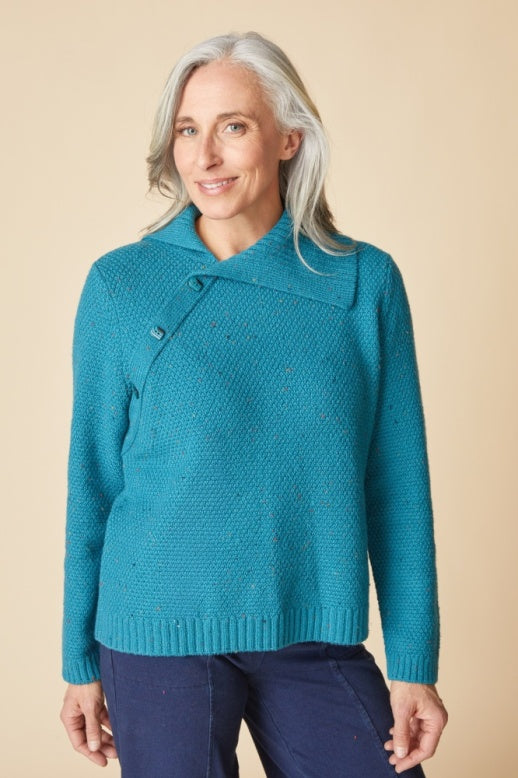 Habitat Harvest Tweed Aspen Pullover - 89102 - TEAL