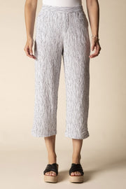 Habitat Crinkle Crepe Stripe Pleat Button Capri - 22776 - WHITE