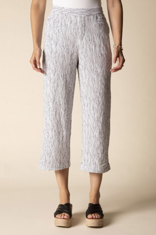Habitat Crinkle Crepe Stripe Pleat Button Capri - 22776 - WHITE