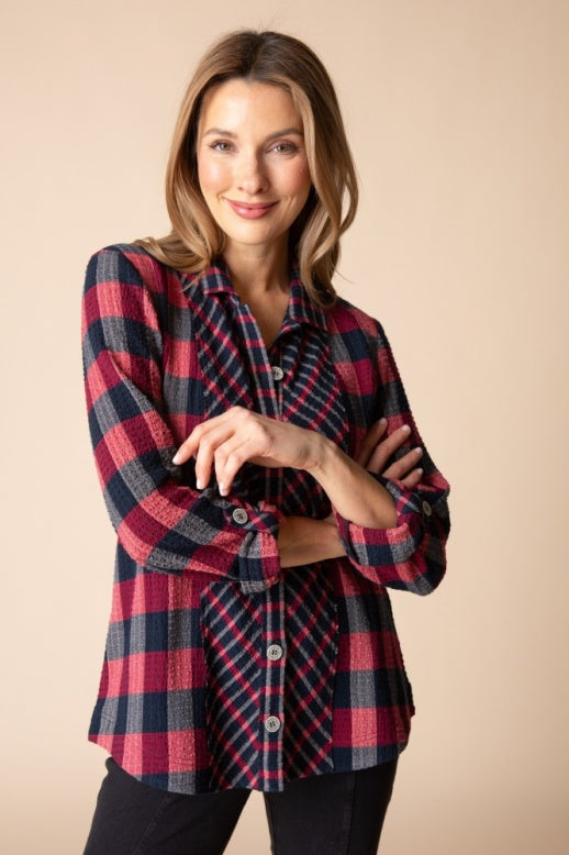 Habitat Plaidemonium Boyfriend Tunic - 40344 - ROUGE