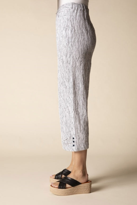 Habitat Crinkle Crepe Stripe Pleat Button Capri - 22776 - WHITE