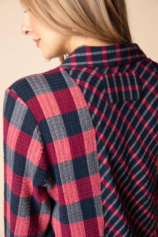 Habitat Plaidemonium Boyfriend Tunic - 40344 - ROUGE
