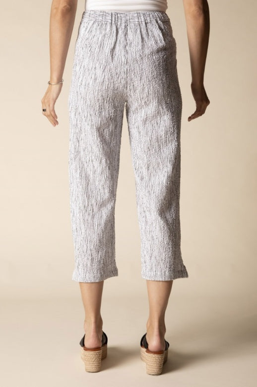 Habitat Crinkle Crepe Stripe Pleat Button Capri - 22776 - WHITE