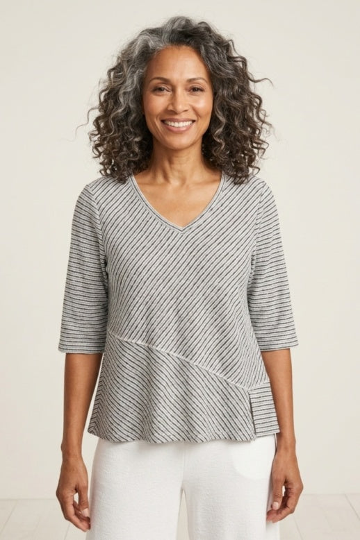 Habitat Catalina Knit Stripe Seamed Top - 21937 - SLATE