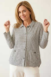 Habitat Catalina Knit Stripe Button Front Shirt - 21936 - SLATE