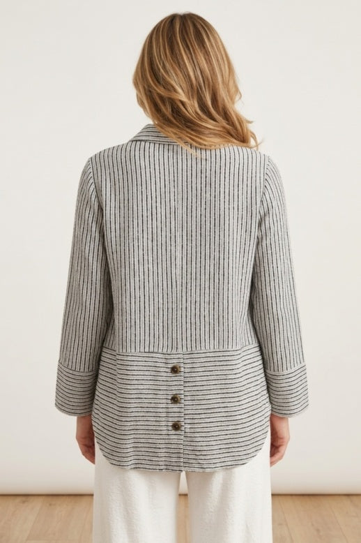 Habitat Catalina Knit Stripe Button Front Shirt - 21936 - SLATE