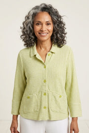 Habitat Catalina Knit Stripe Button Front Shirt - 21936 - AGAVE