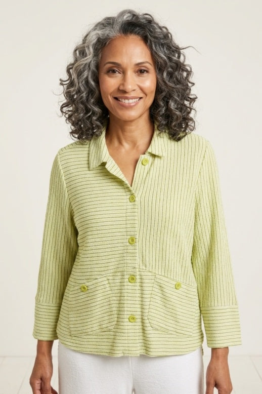 Habitat Catalina Knit Stripe Button Front Shirt - 21936 - AGAVE