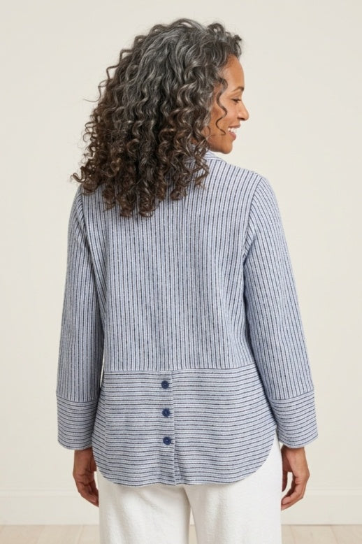 Habitat Catalina Knit Stripe Button Front Shirt - 21936 - RIVIERA