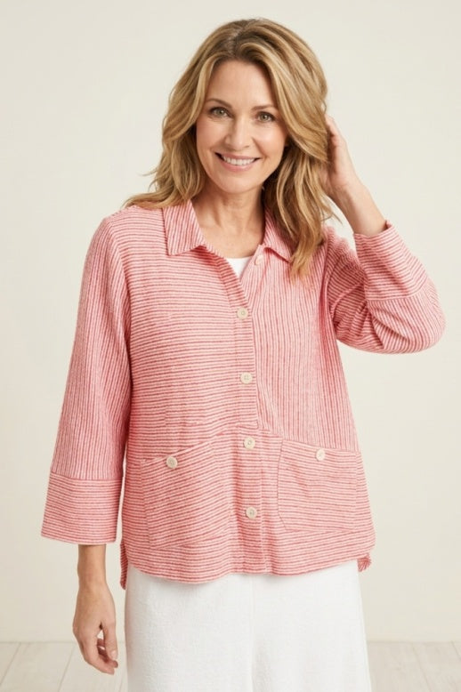 Habitat Catalina Knit Stripe Button Front Shirt - 21936 - POPSICLE