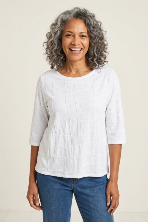 Habitat Wavy Knit Crewneck Tee - 13015 - WHITE