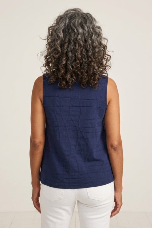 Habitat Wavy Knit Cowl Tank Top - 13002 - NAVY