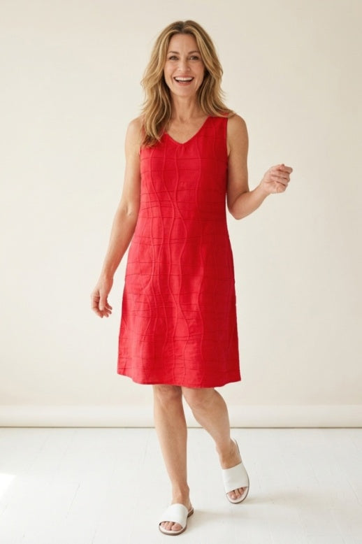 Habitat Wavy Knit V-Neck Dress - 13003 - POPSICLE