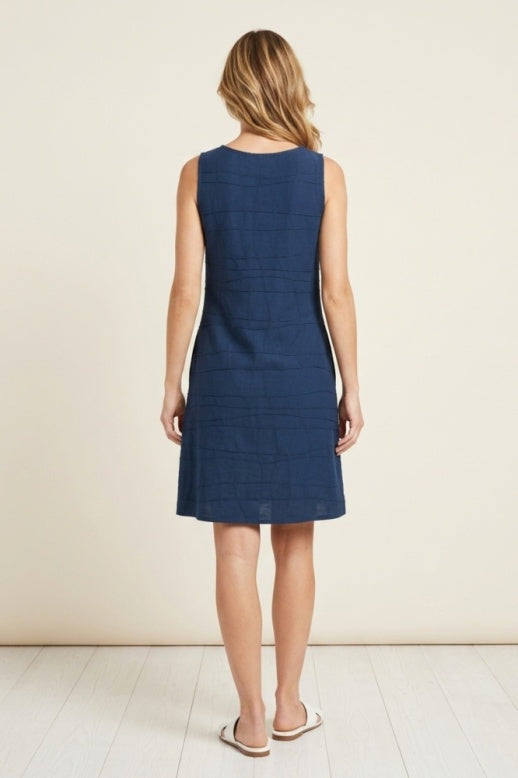 Habitat Wavy Knit V-Neck Dress - 13003 - NAVY
