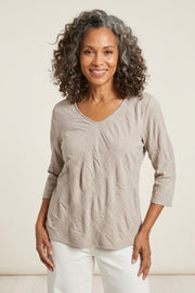 Habitat Stripe-Tacular Knit Elbow Sleeve Top - 10415 - ECRU