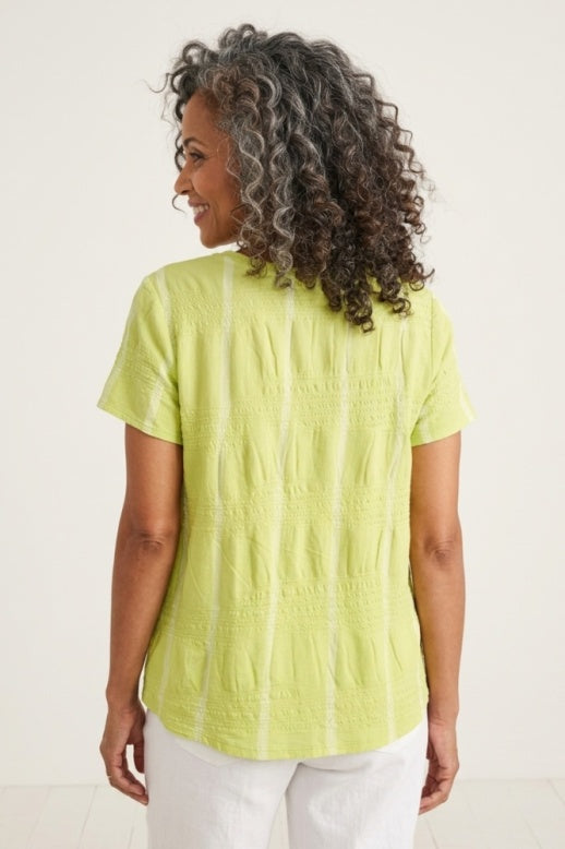 Habitat Stripe-Tacular Knit Short Sleeve Tee - 10413 - AGAVE