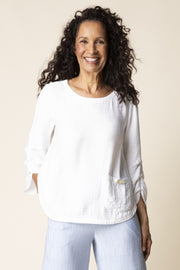Habitat Soft Rayon Jacquard Pleat Pullover - 30712 - CORNFLOWER