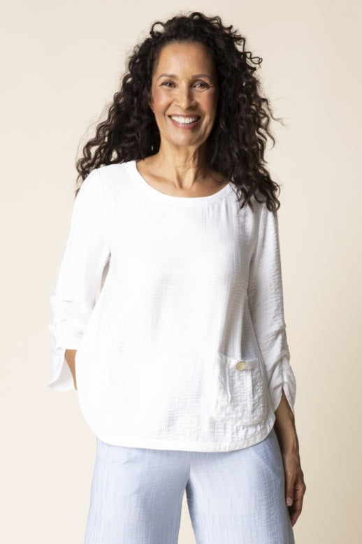 Habitat Soft Rayon Jacquard Pleat Pullover - 30712 - CORNFLOWER