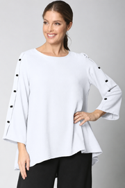 Sydney Project Bonnie Round Neck Long Sleeves w/ Buttons Top - AFT1050 - WHITE
