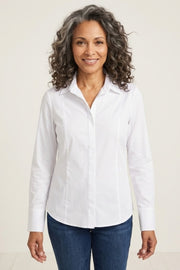 Habitat Knit Mix Hidden Placket Shirt - 15601 - WHITE