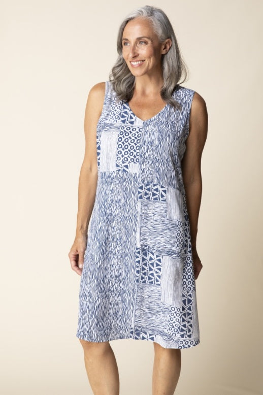 Habitat Viscose Rayn Crepe Bali Panel Dress - 39480 - MARINE