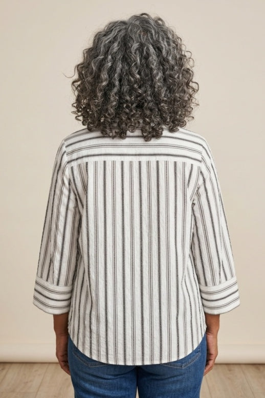 Habitat The Hamptons Stripe Pullover - 11744 - BLACK