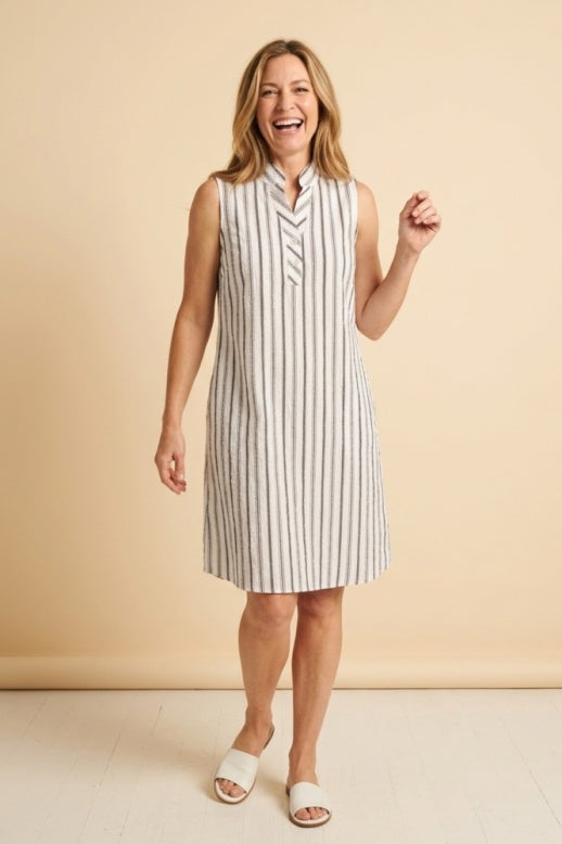 Habitat The Hamptons Stripe Placket Dress - 11780 - BLACK